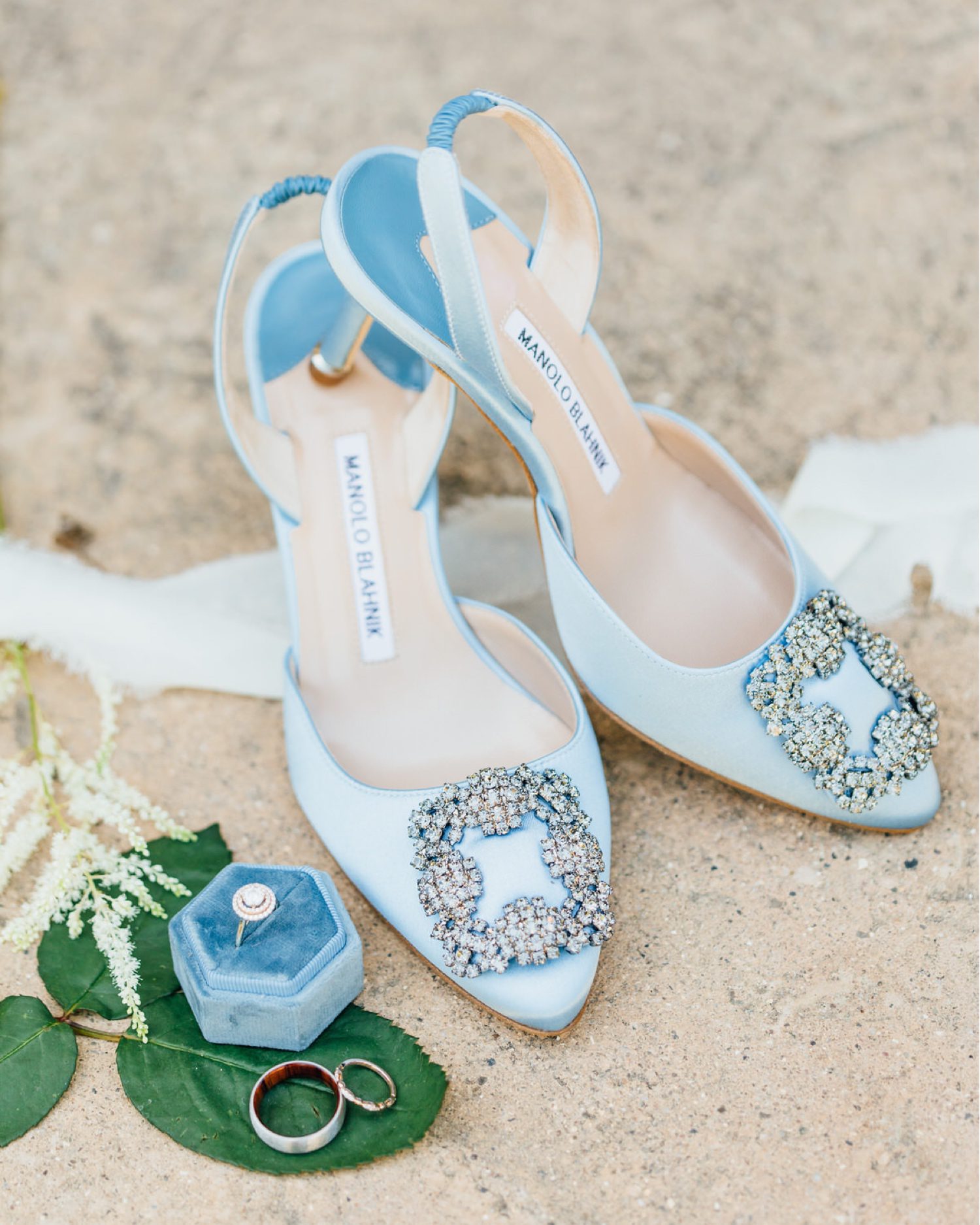 Blue shoes at french castle wedding