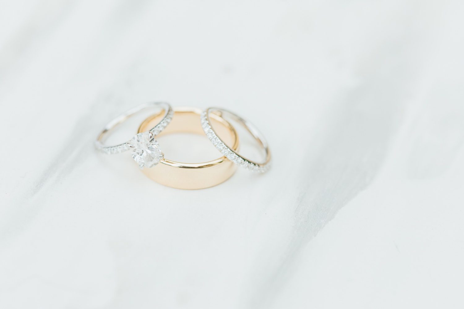 Bride's wedding rings and wedding bands