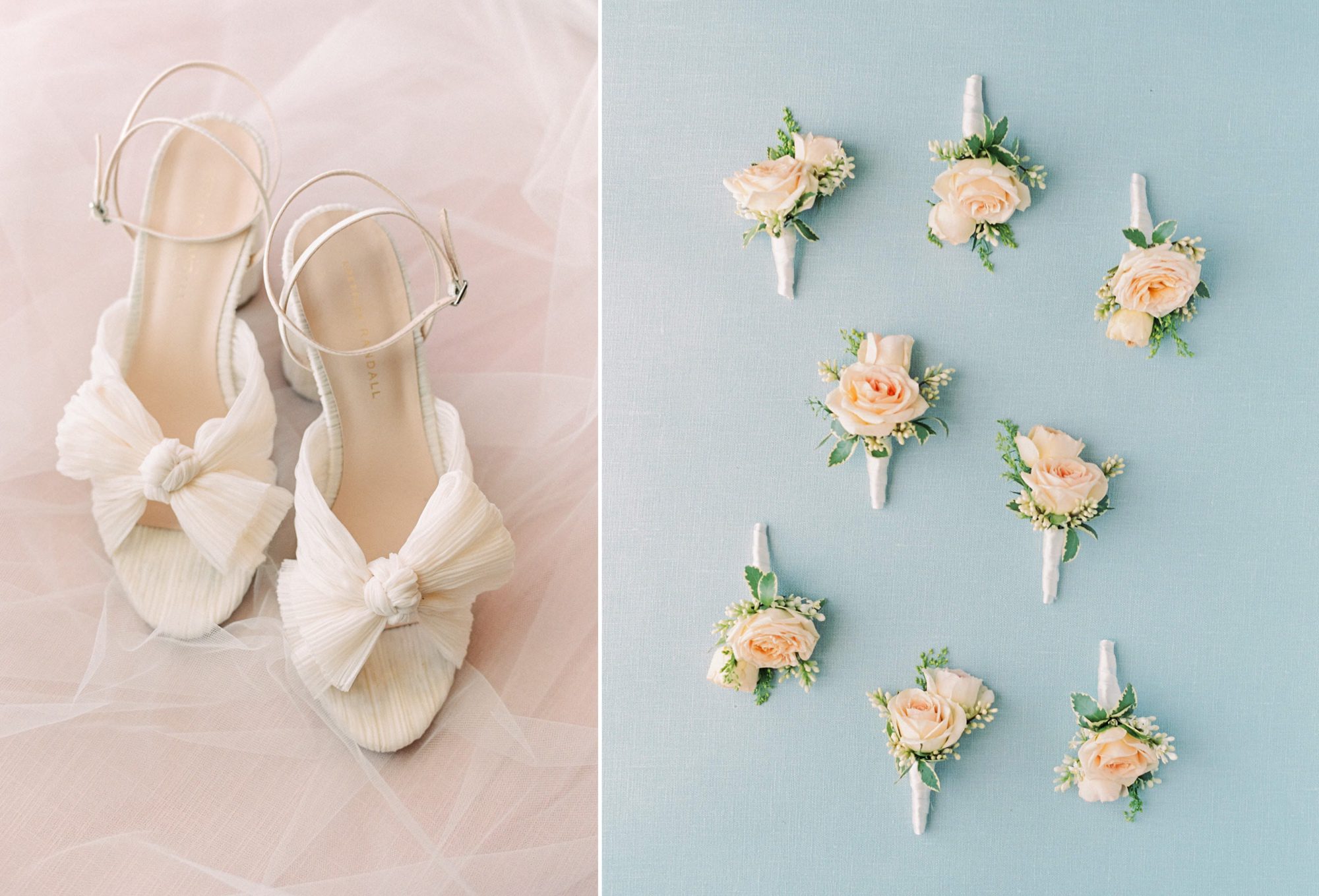 bridal shoes and boutonnieres by Elegant Details with Elyse Events at the White Barn Edna Valley photographed by san luis obispo wedding photographers jessica sofranko