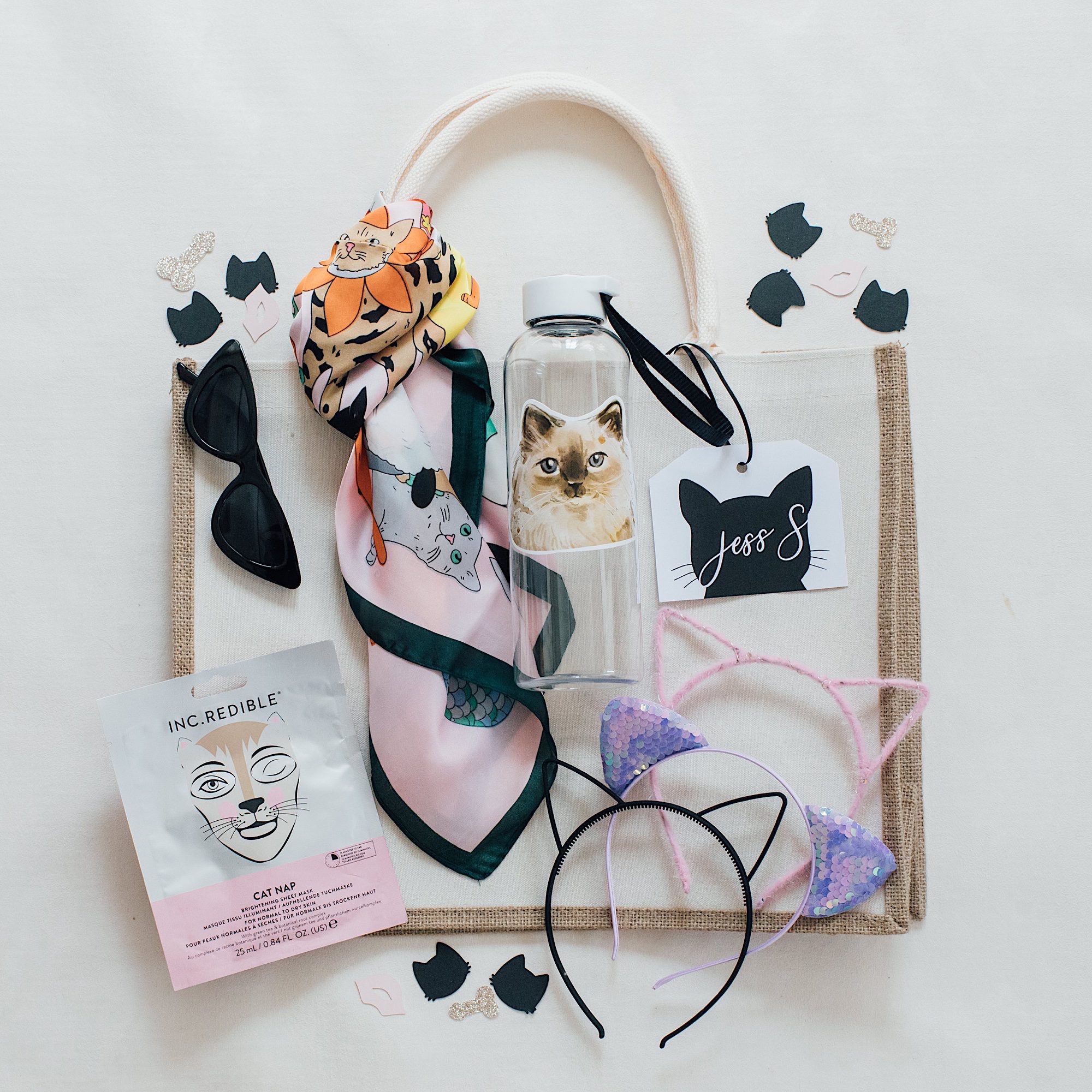 halloween cat themed bachelorette party gift bag for guests
