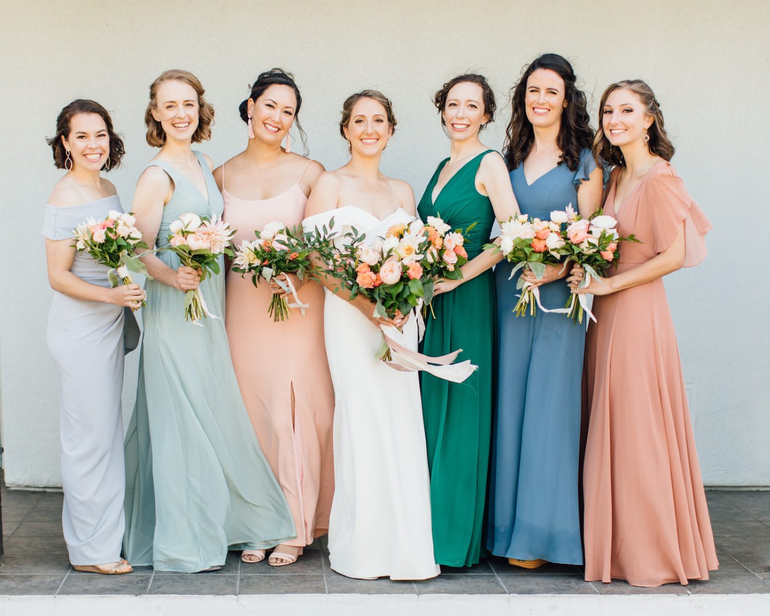 Mismatched Bridal Party Dresses for California Wedding