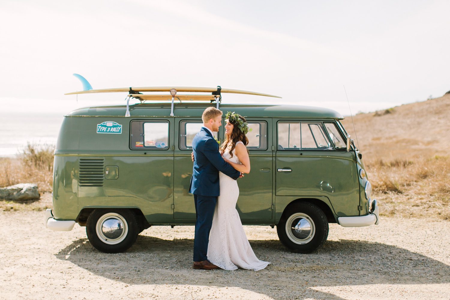 VW bus in california wedding
