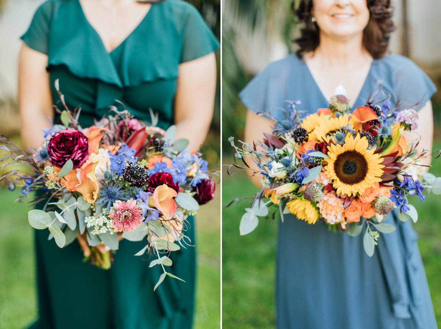 Colorful, wildflower bridal bouquets