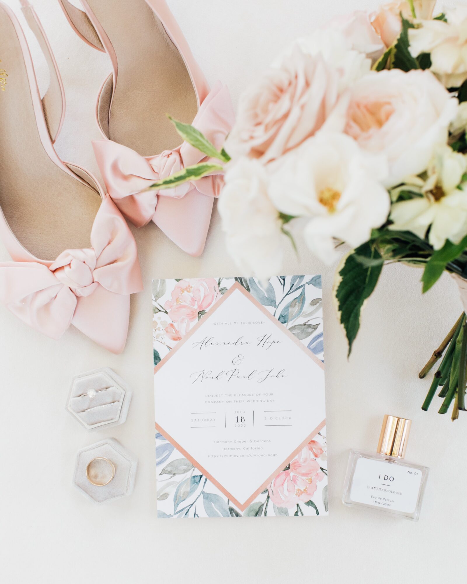 getting ready details flat lay