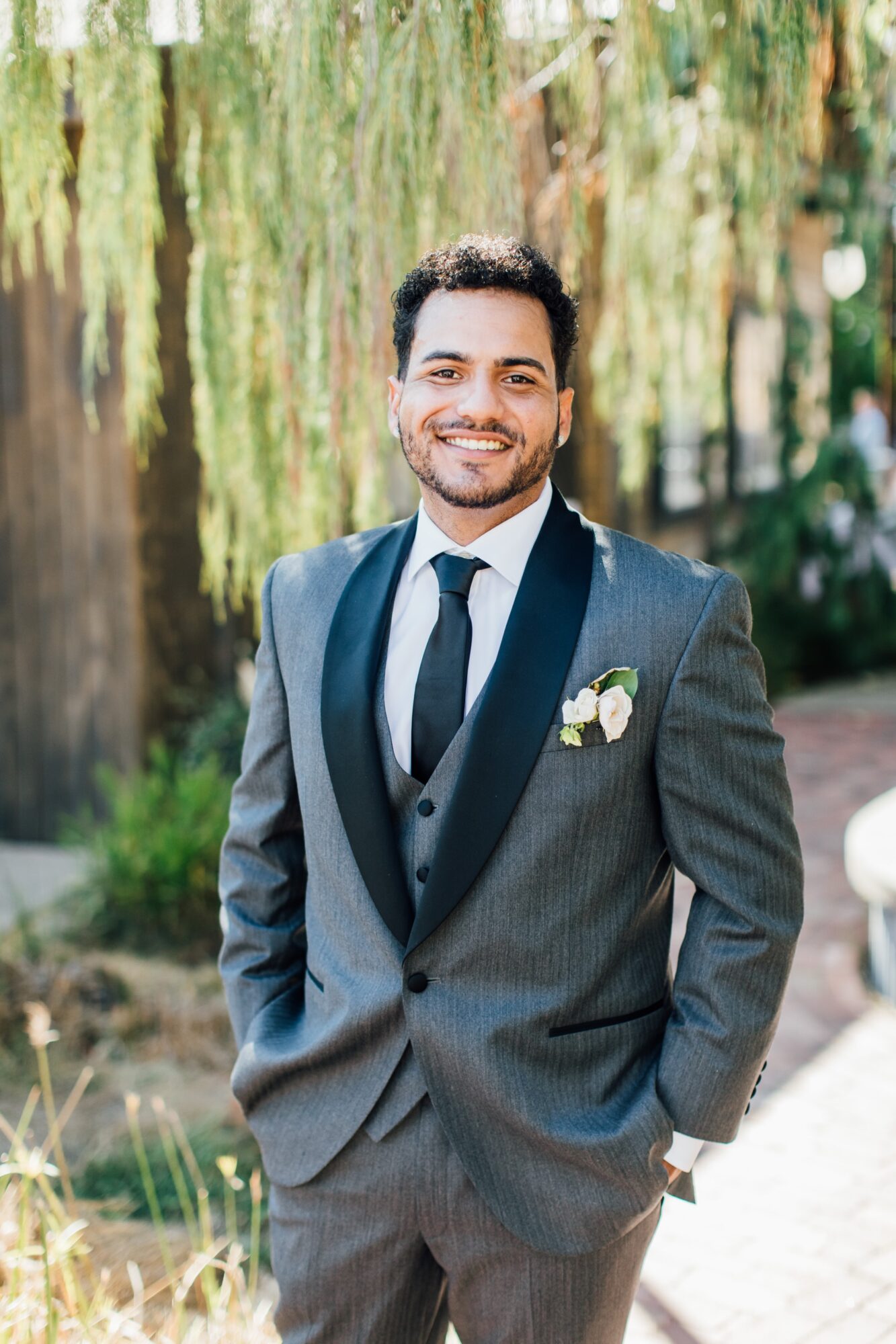 groom at Harmony Chapel wedding in Cambria, CA