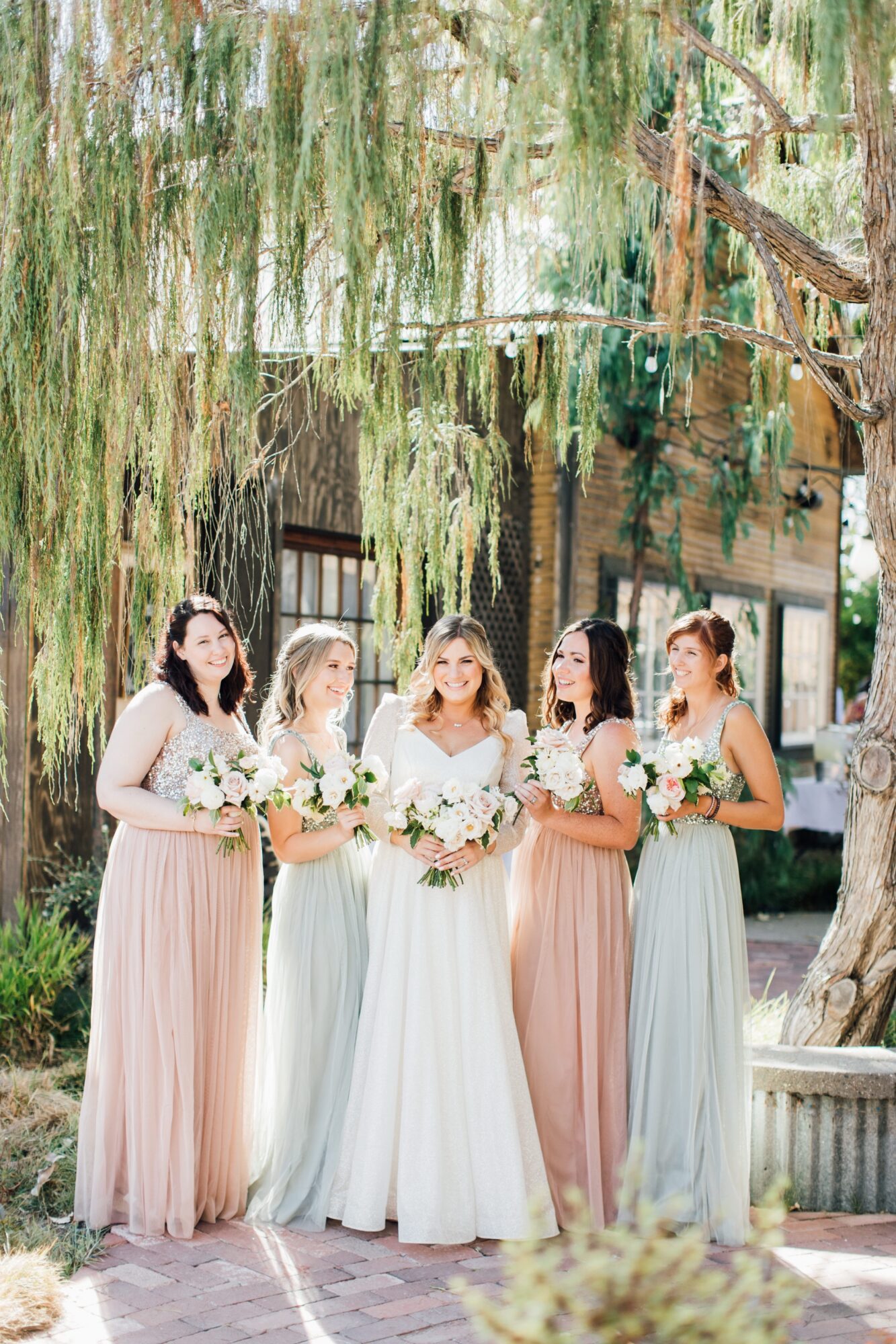 bridesmaids at Harmony Chapel wedding in Cambria, CA
