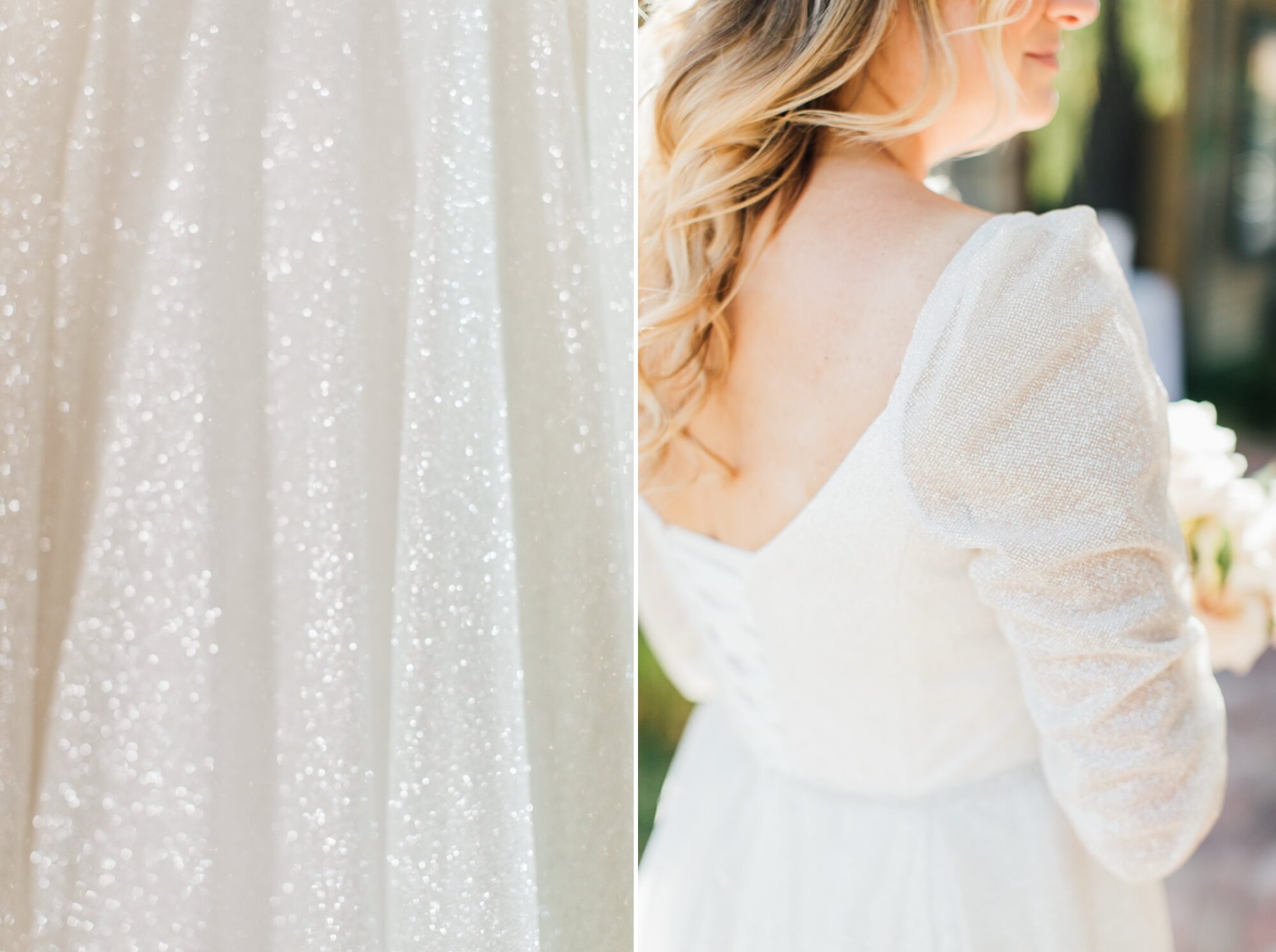 sparkly details at Harmony Chapel wedding in Cambria, CA