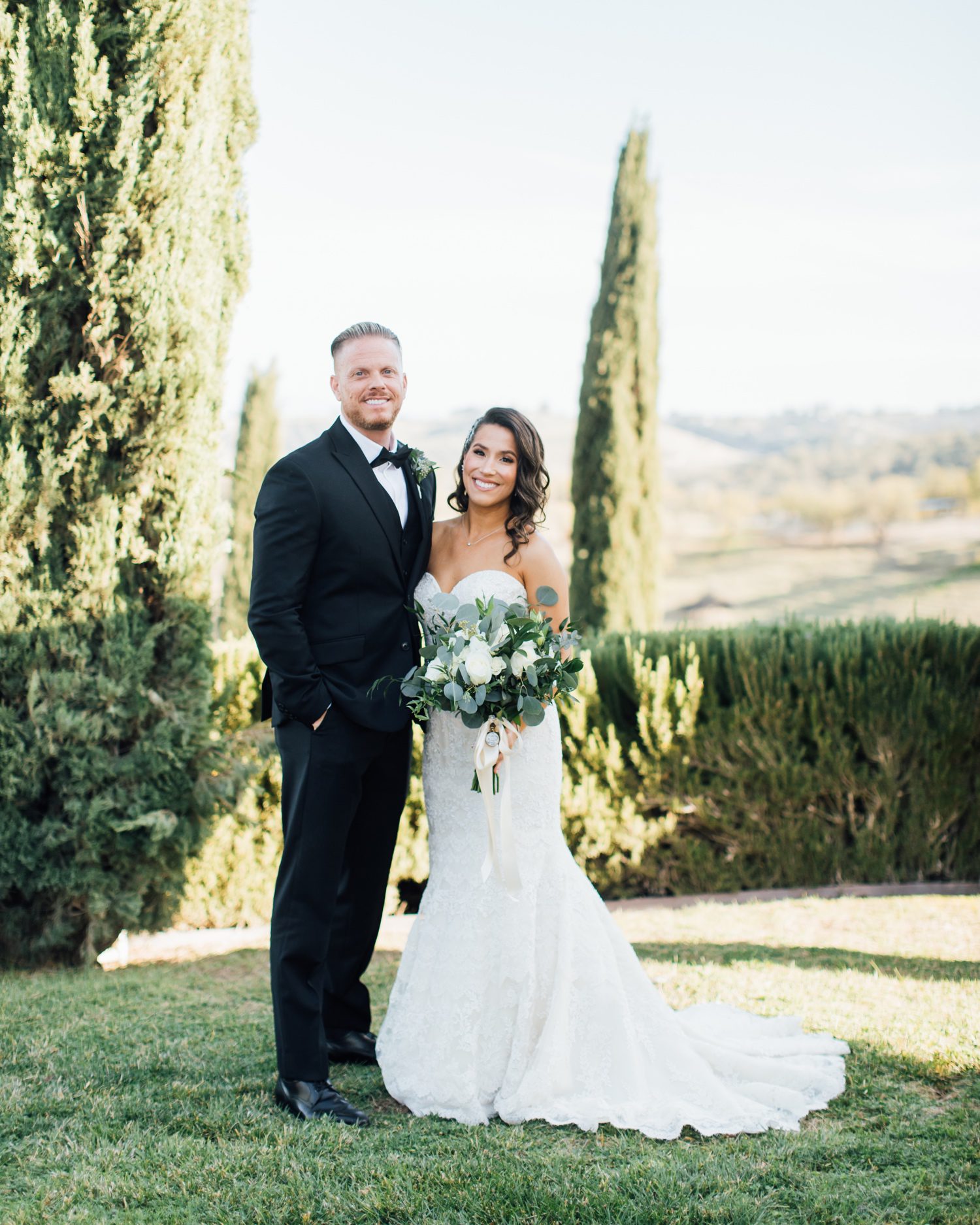 Bride and groom at Italy inspired wedding venue in Paso Robles california