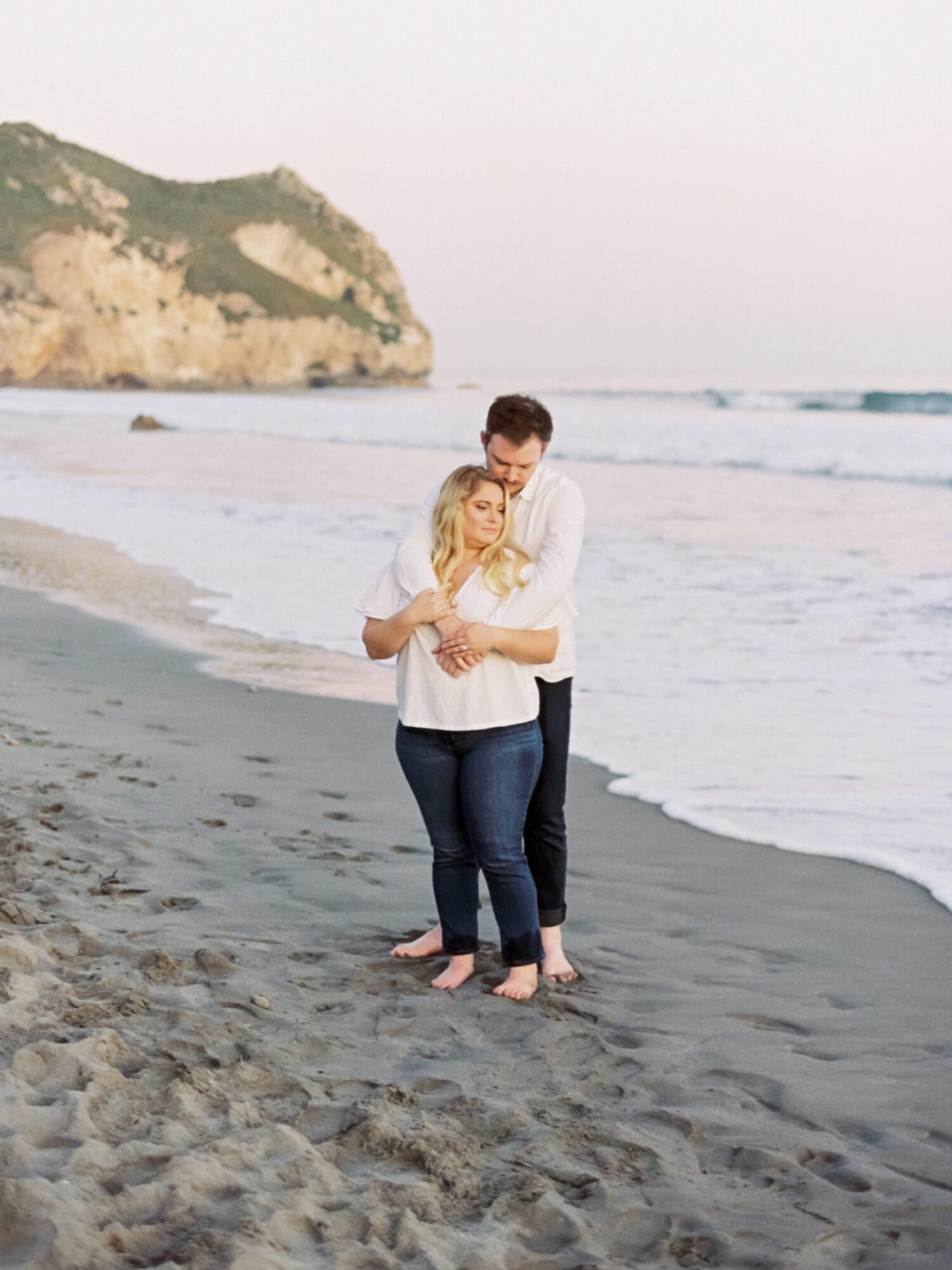 Engagement photos on Film at scenic Avila Beach by destination wedding photographer Jessica Sofranko