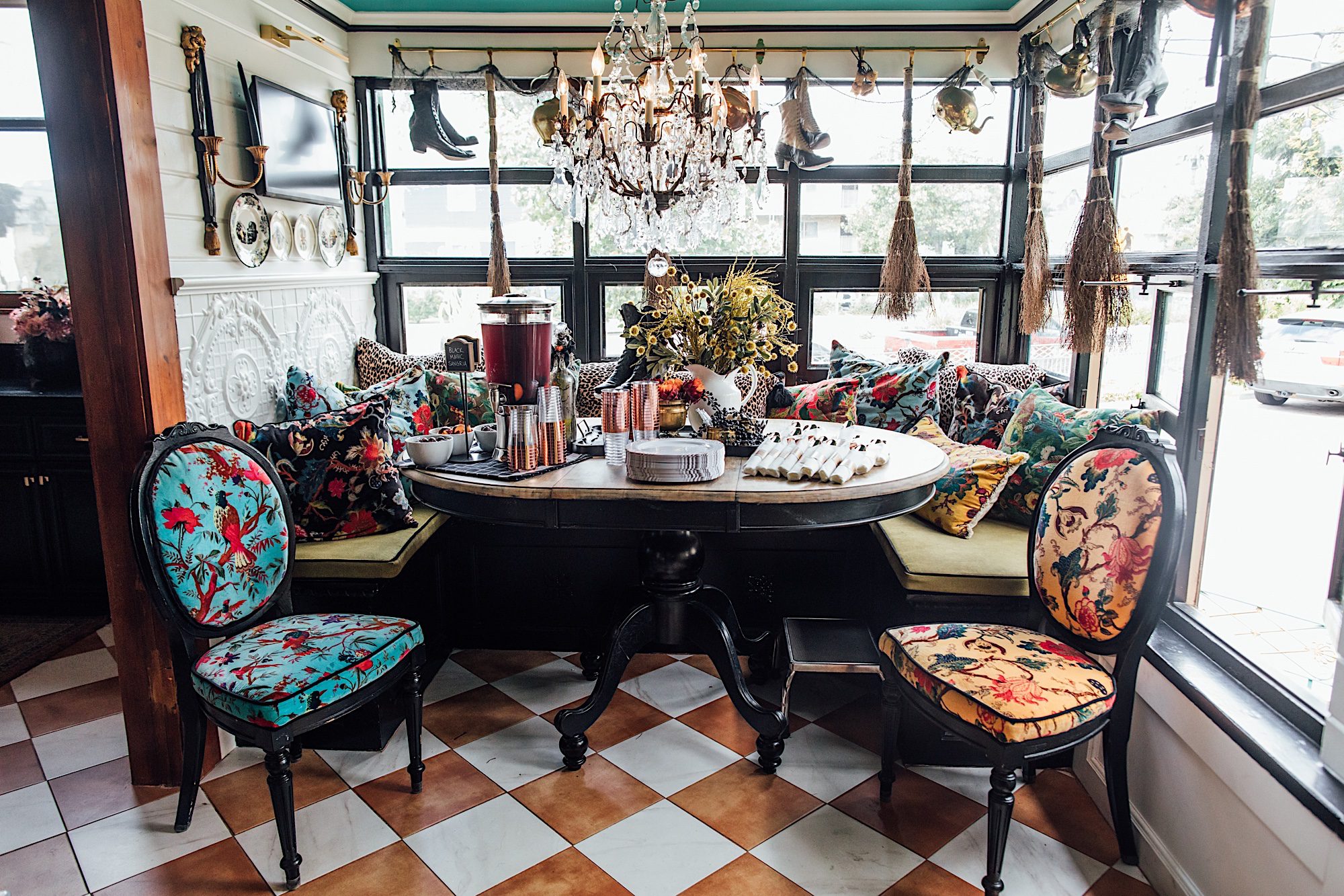 breakfast nook of victorian haunted mansion by photographer Jessica Sofranko
