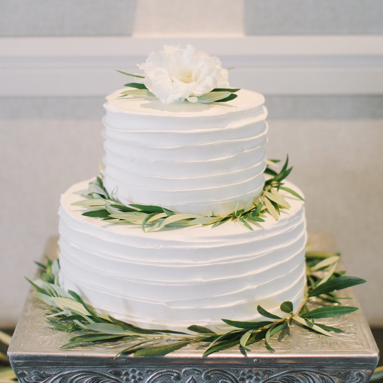 White two tiered Wedding Cake