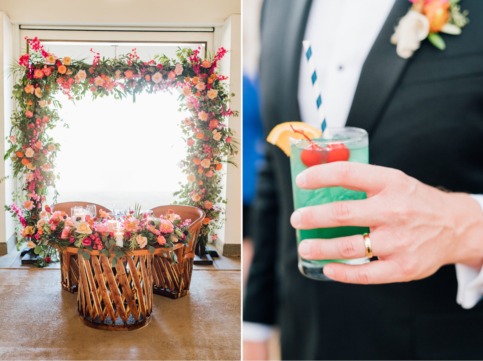 sweetheart table & cocktail at mexico inspired destination wedding at La Lomita Ranch by Jessica Sofranko
